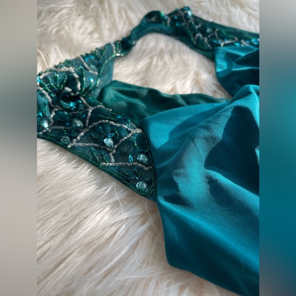 One by Eight Teal Beaded Cocktail Dress - Picture 4 of 8